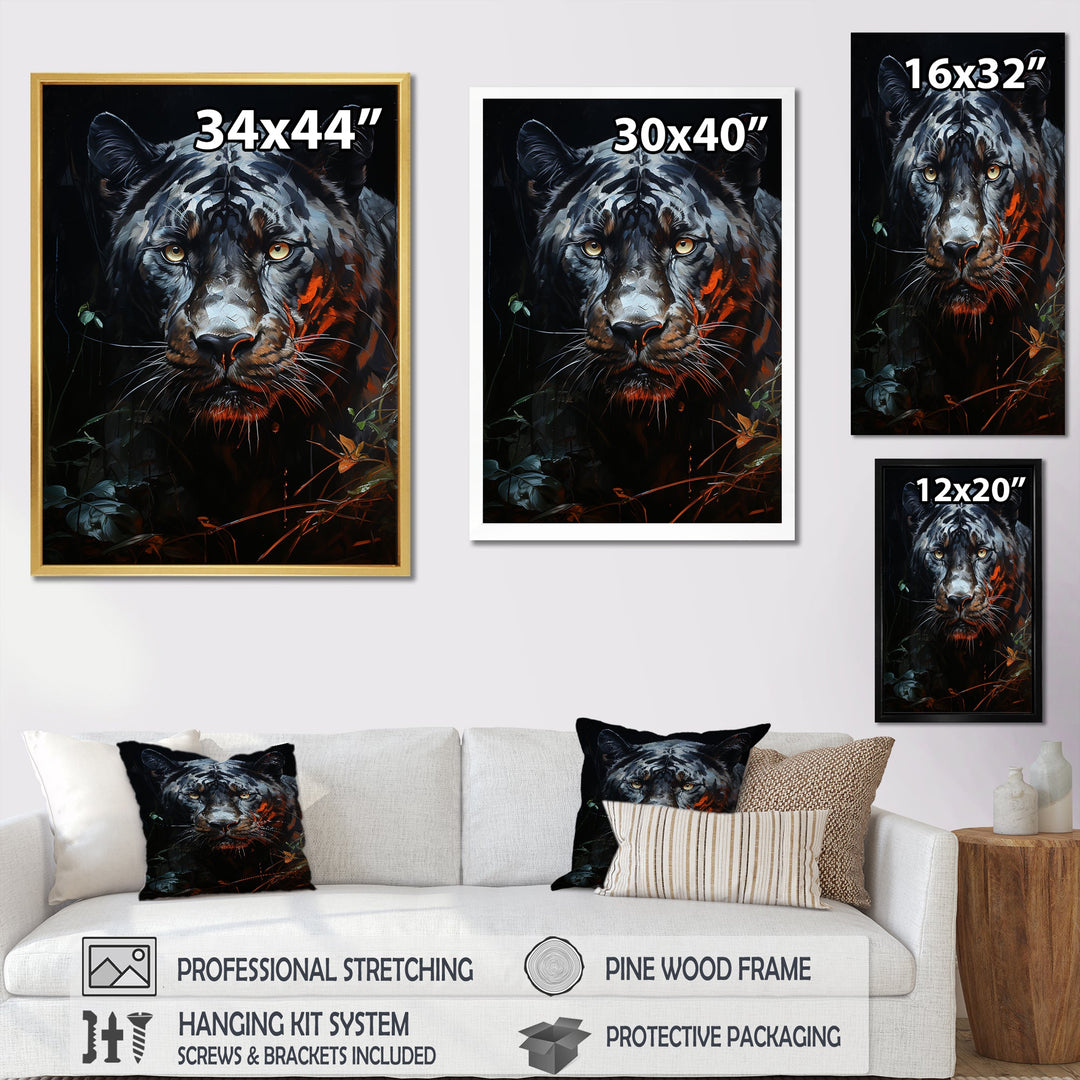 Moonlit Panther Tranquility - Panther Canvas Wall Art