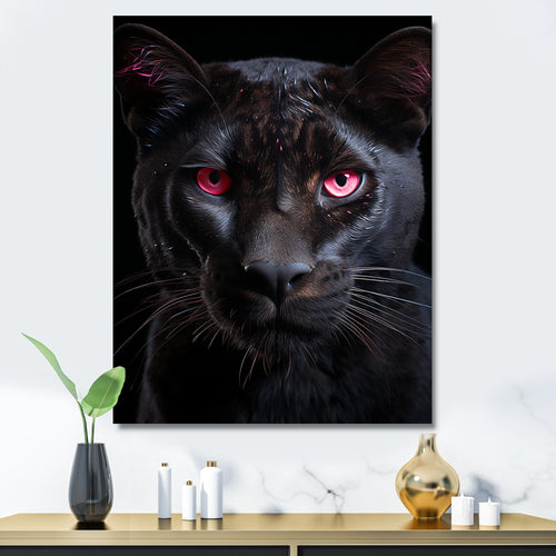Pink And Black Panther - Panther Framed Canvas Art