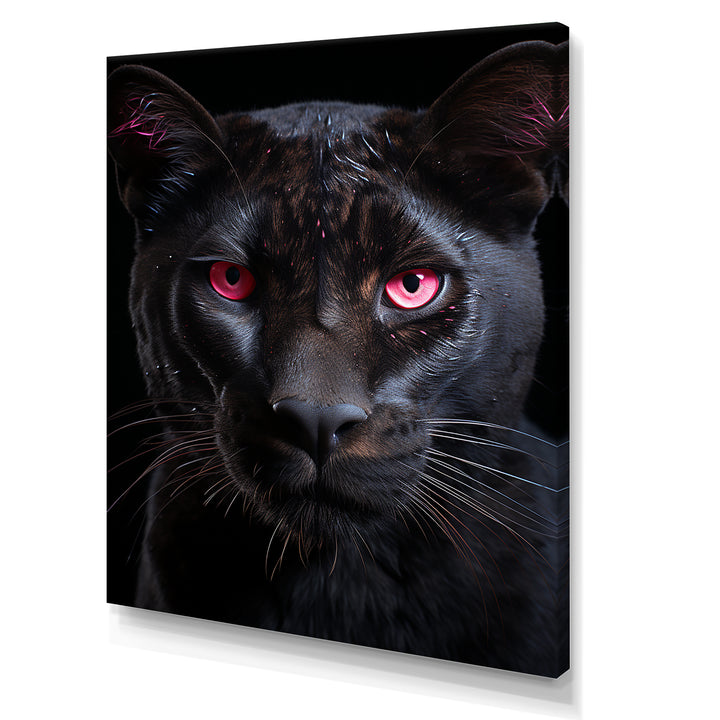 Pink And Black Panther - Panther Framed Canvas Art