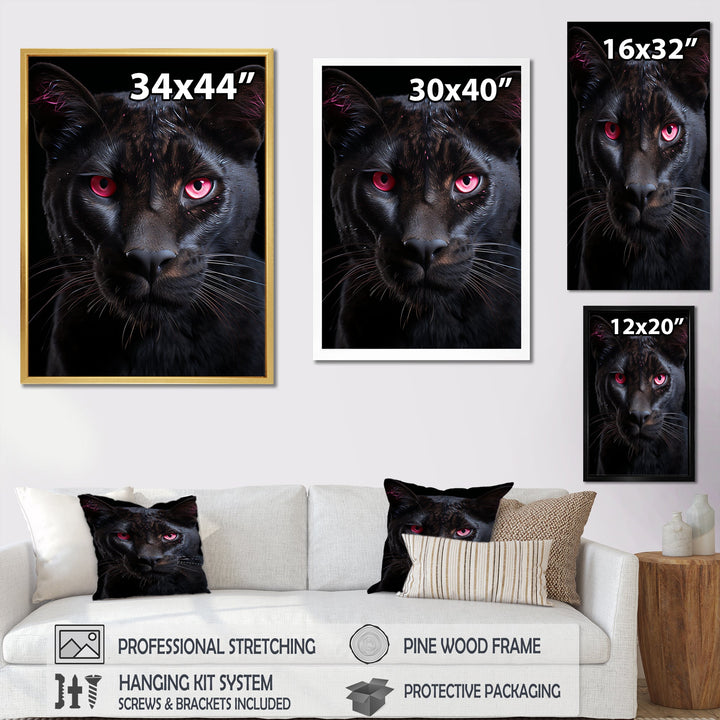 Pink And Black Panther - Panther Framed Canvas Art