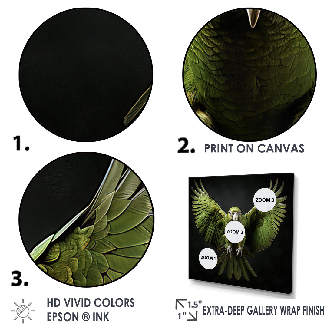 Eternal Winged Elegance - Green Parrot Wall Art