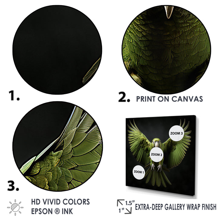 Eternal Winged Elegance - Green Parrot Wall Art