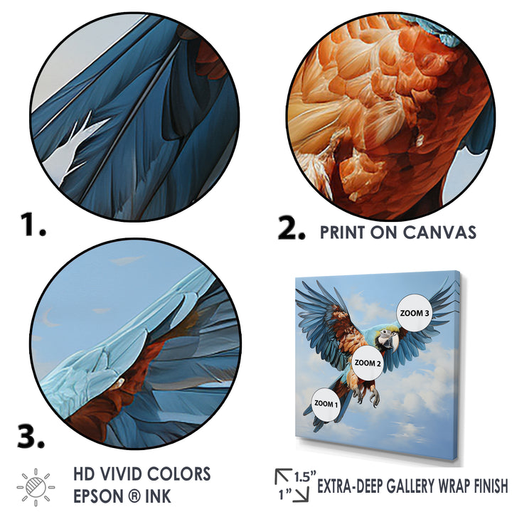 Parrots Harmony In Flight Elegance - Blue Parrot Wall Art