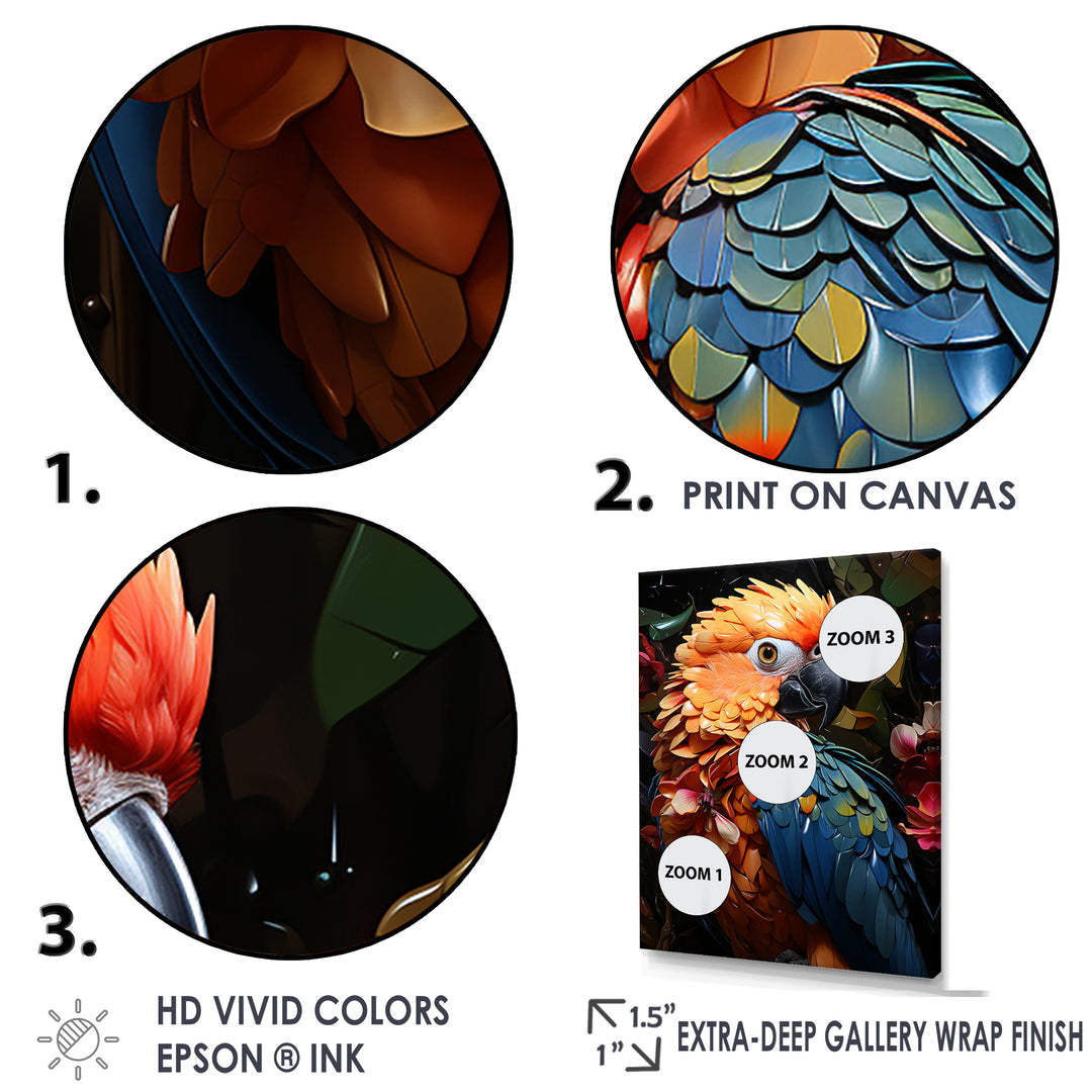 Blue And Orange Vibrant Parrot Paradox - Parrot Canvas Wall Art
