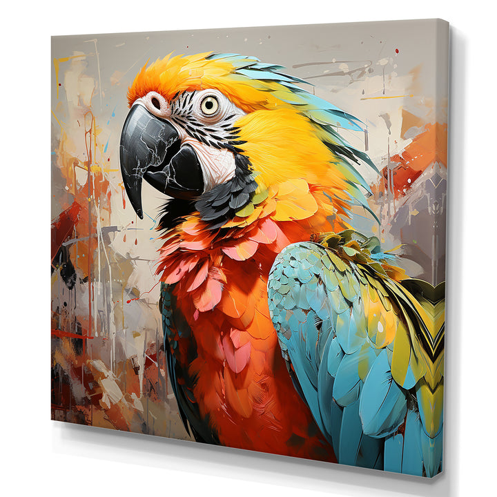 Yellow Parrot Tropical Tempest - Parrot Canvas Wall Art