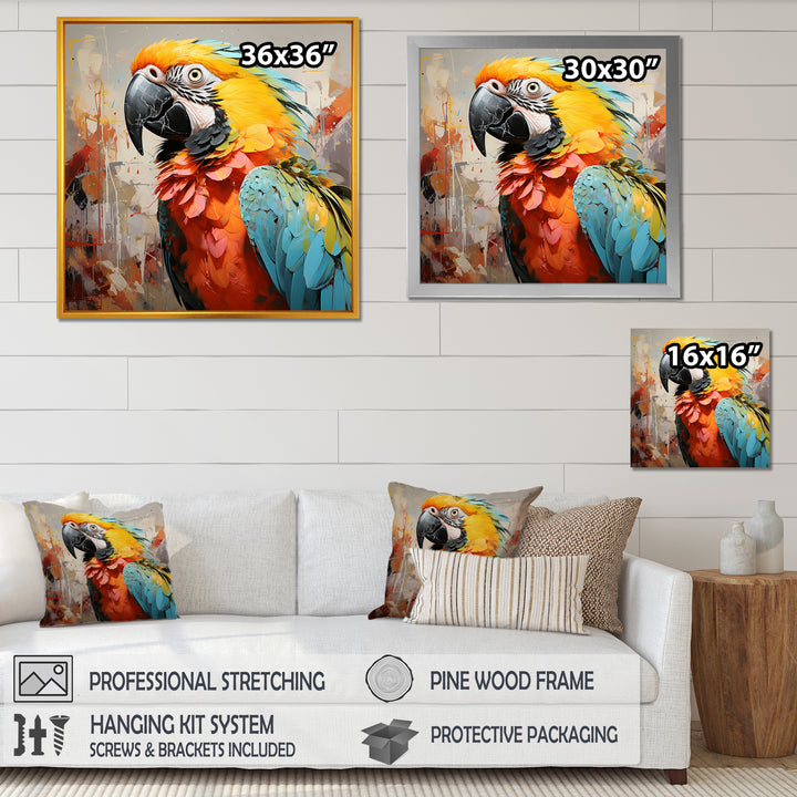 Yellow Parrot Tropical Tempest - Parrot Canvas Wall Art