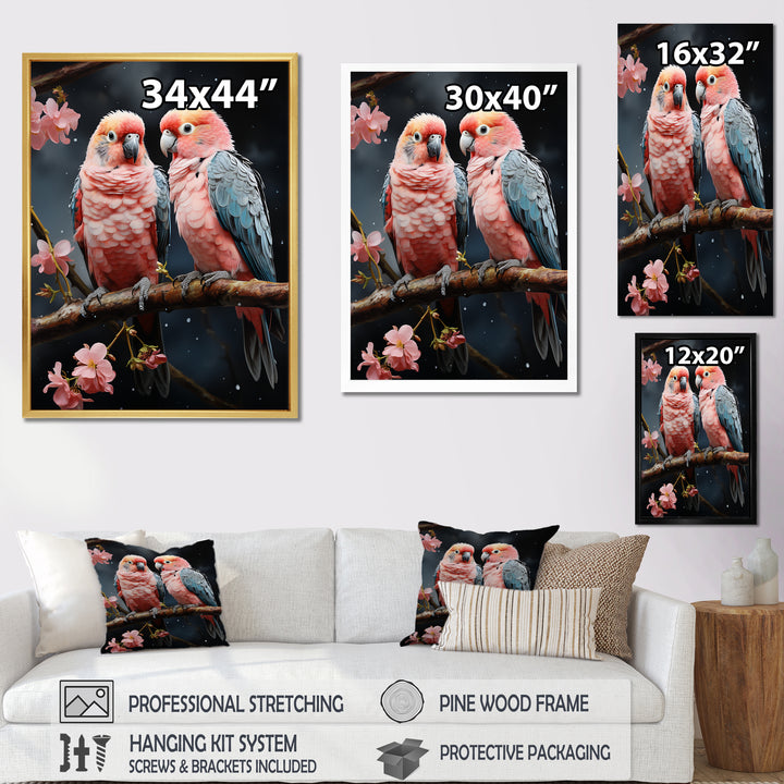 Whimsical Whispers Love Birds - Parrot Living Room Wall Art