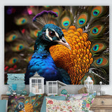 Majestic Colorful Peacocks Harmony - Blue Peacock Wall Art