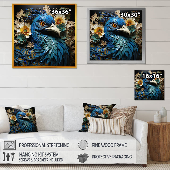 Majestic Flowerful Peacocks Harmony - Blue Peacock Wall Art