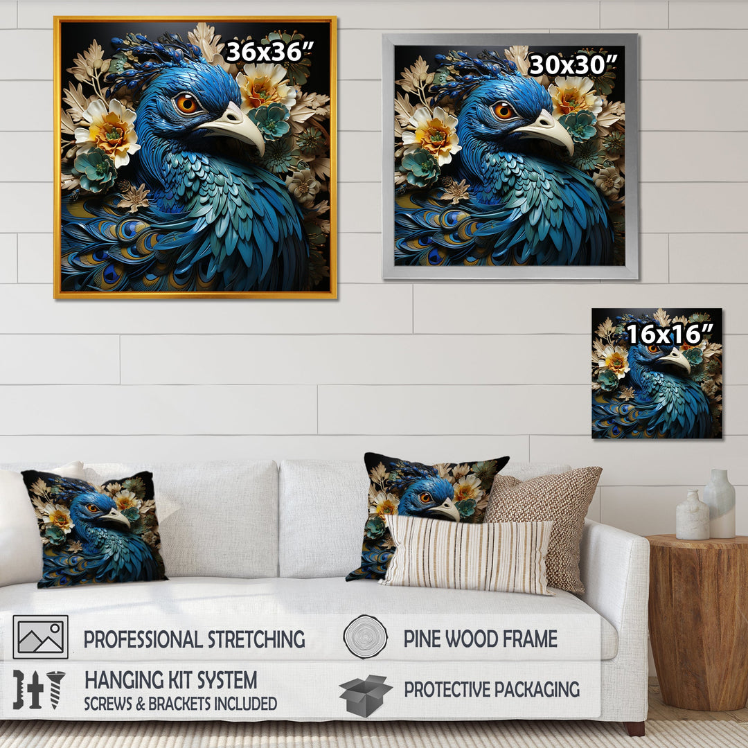 Majestic Flowerful Peacocks Harmony - Blue Peacock Wall Art