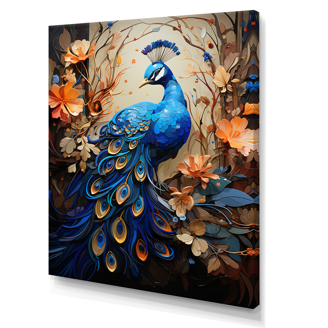 Majestic Blooming Plumage Peacock - Peacock Living Room Wall Art