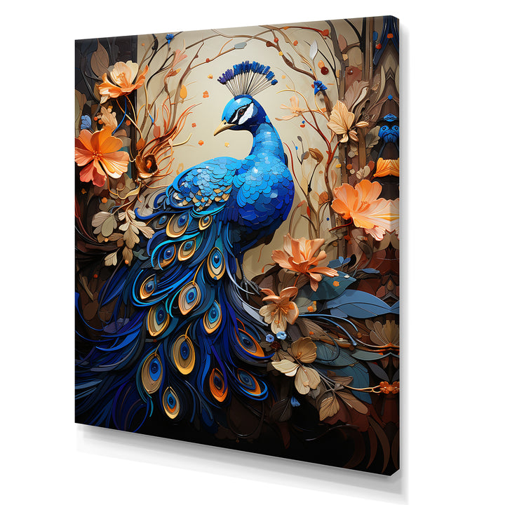 Majestic Blooming Plumage Peacock - Peacock Living Room Wall Art