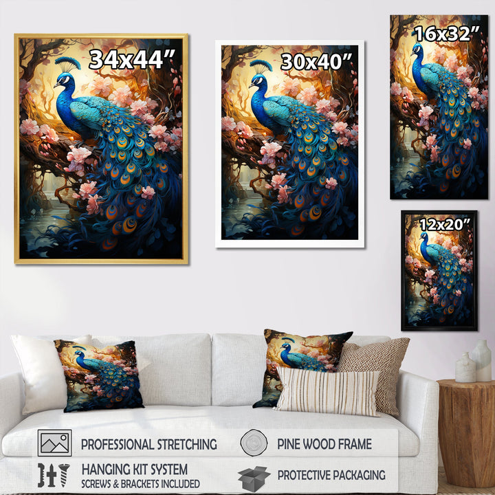 Fantasy Peacock In Enchanted Blooms - Peacock Canvas Wall Art
