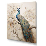 Vintage Fantasy Peacock In Enchanted Flowers II - Animals Canvas Wall Art