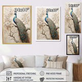 Vintage Fantasy Peacock In Enchanted Flowers II - Animals Canvas Wall Art