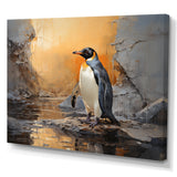 Penguin Elegance In Snow - Penguin Framed Canvas Art