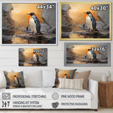 Penguin Elegance In Snow - Penguin Framed Canvas Art