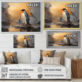 Penguin Elegance In Snow - Penguin Framed Canvas Art