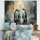 Penguin Family Elegance In Snow - Penguin Large Canvas Wall Art