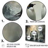 Penguin Family Elegance In Snow - Penguin Large Canvas Wall Art