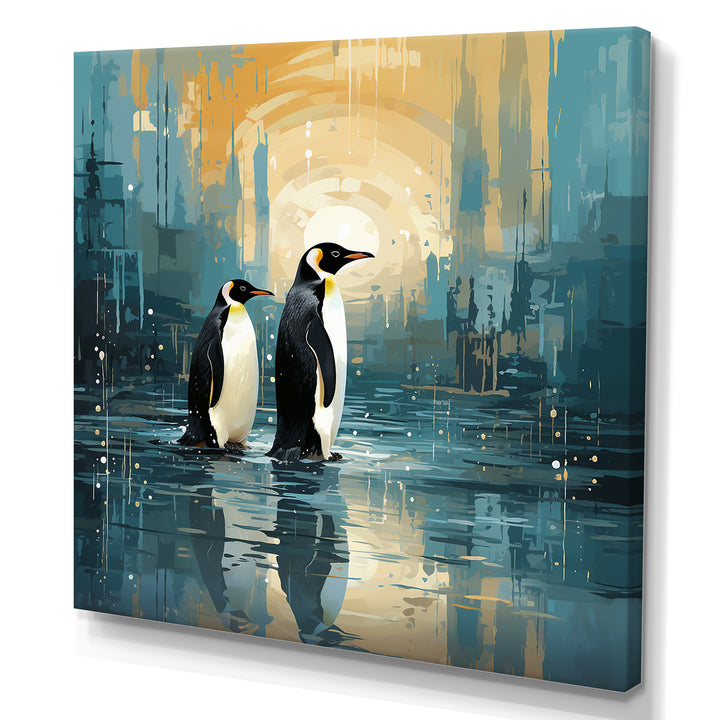 Penguin Couple Elegance In Snow - Penguin Bedroom Wall Art
