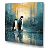 Penguin Couple Elegance In Snow - Penguin Bedroom Wall Art
