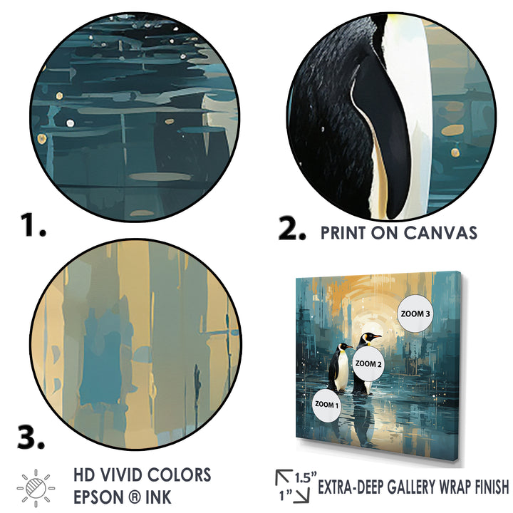 Penguin Couple Elegance In Snow - Penguin Bedroom Wall Art