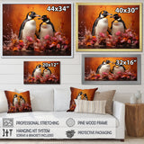 Flower Couple Penguin S World - Penguin Canvas Wall Art