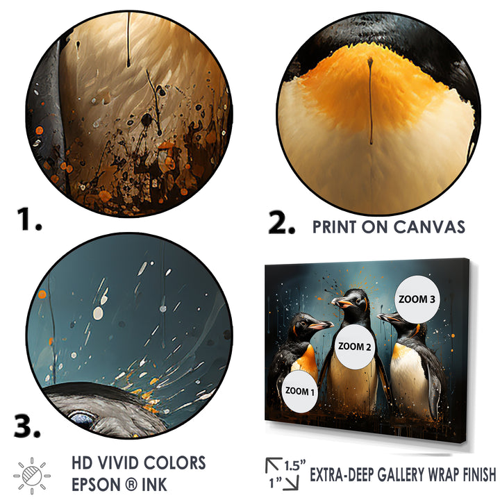 Chill And Chic Penguins - Penguin Canvas Wall Art