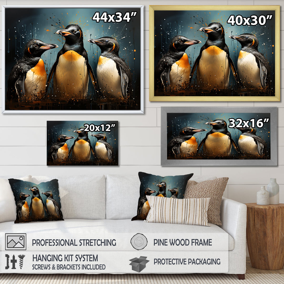 Chill And Chic Penguins - Penguin Canvas Wall Art