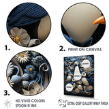 Monochrome Penguin Playfulness - Blue Penguin Wall Art