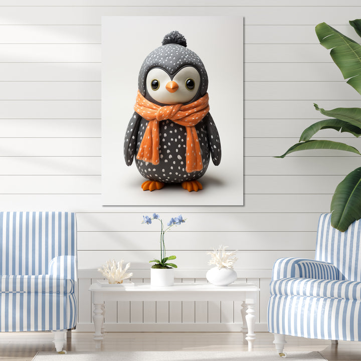 Playful Penguin Toy - Penguin Framed Canvas Art