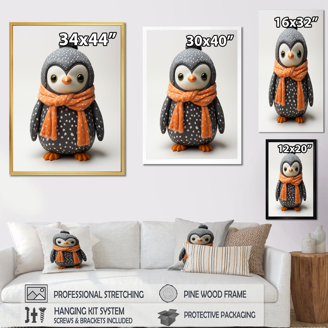 Playful Penguin Toy - Penguin Framed Canvas Art