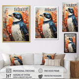 Curious Flower Penguin Scenery - Penguin Large Canvas Wall Art
