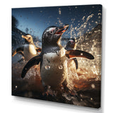 Playful Water Penguin Waltz - Penguin Bedroom Wall Art