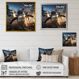 Playful Water Penguin Waltz - Penguin Bedroom Wall Art