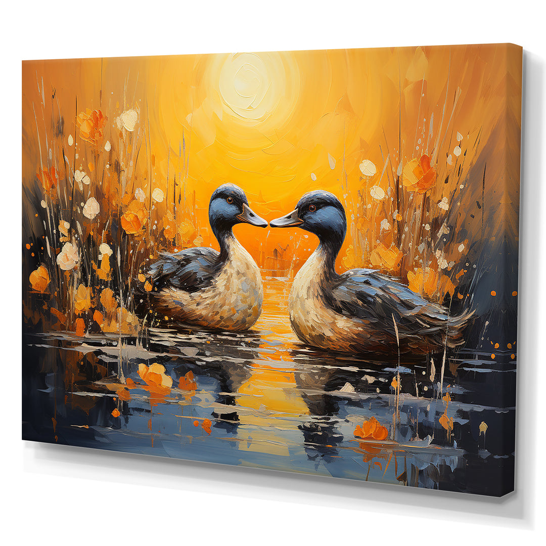 Playful Pond Ducks - Duck Canvas Wall Art