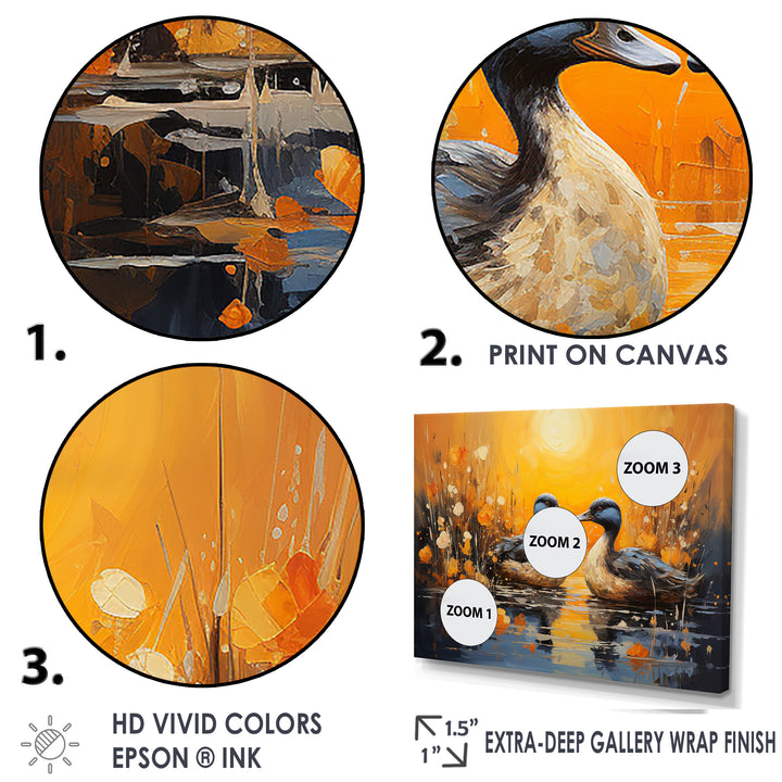 Playful Pond Ducks - Duck Canvas Wall Art