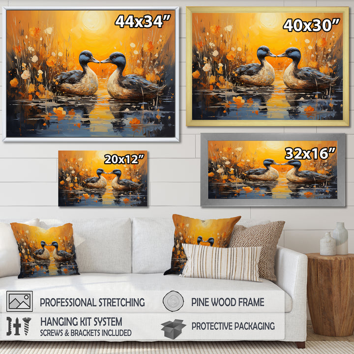 Playful Pond Ducks - Duck Canvas Wall Art