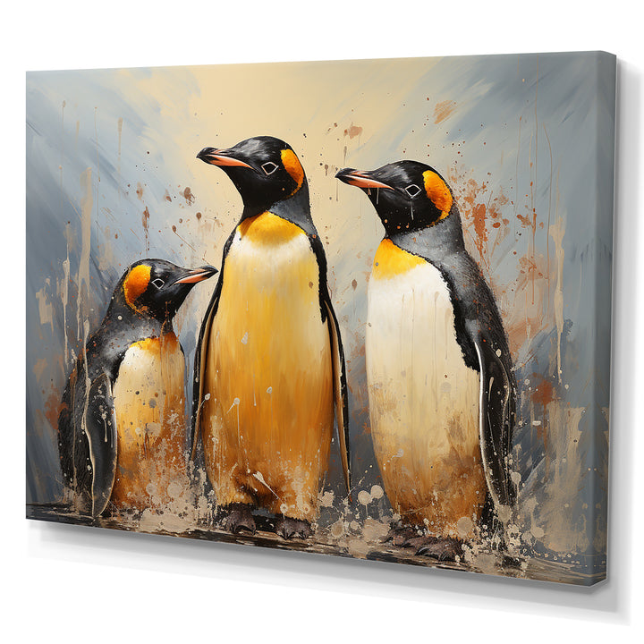 Playful Snow Wonders Penguins - Penguin Canvas Wall Art