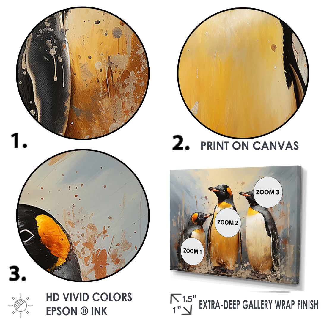 Playful Snow Wonders Penguins - Penguin Canvas Wall Art