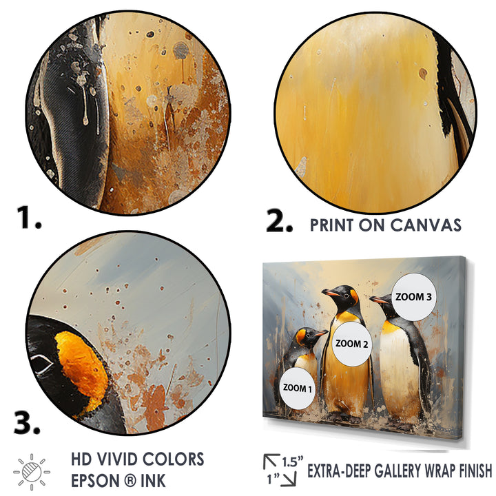 Playful Snow Wonders Penguins - Penguin Canvas Wall Art