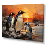Playful Sunset Snow Wonders Penguins - Penguin Wall Art Prints