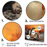 Playful Sunset Snow Wonders Penguins - Penguin Wall Art Prints