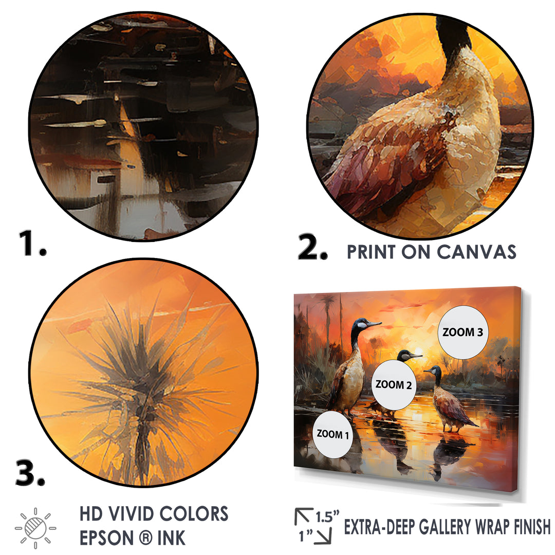 Playful Sunset Duck Wonders - Orange Duck Wall Art