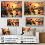 Playful Sunset Duck Wonders - Orange Duck Wall Art