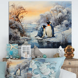 Penguins Winter Symphony - Penguin Framed Canvas Art