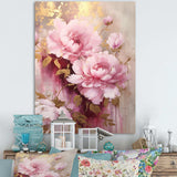 Pink And Gold Peonies In Radiance - Floral Canvas Wall Art