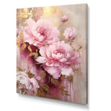 Pink And Gold Peonies In Radiance - Floral Canvas Wall Art