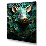 Emerald Flower Hog - Pig Living Room Wall Art